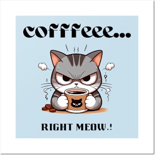 cat coffee Posters and Art